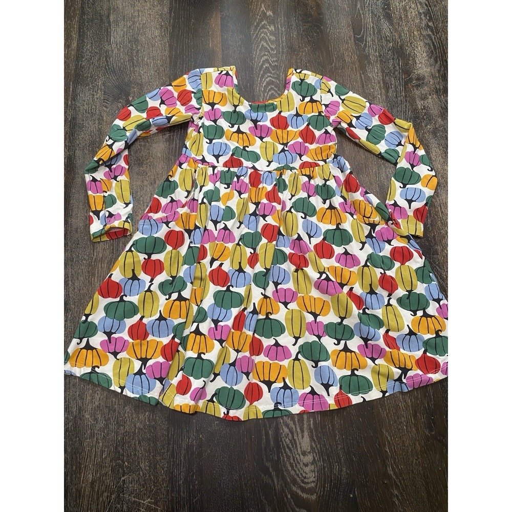 Hanna Andersson Girls Long Sleeve Skater Style Dress Tunic Pumpkin Fall Sz 8